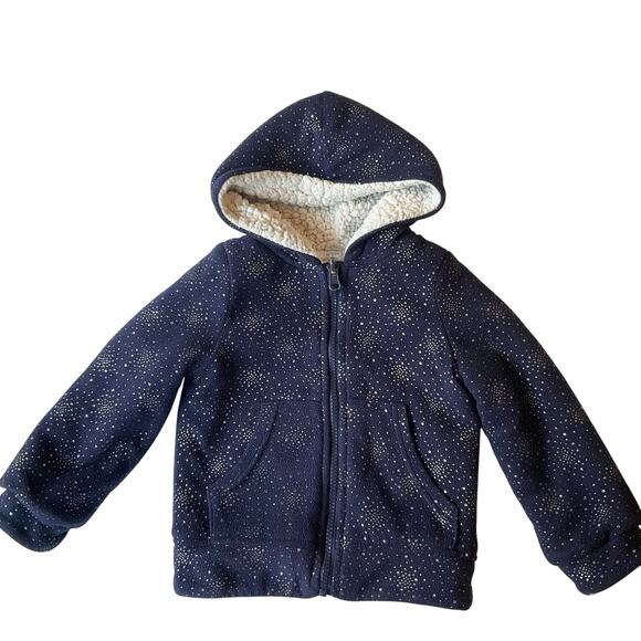 The Children’s Place Little Girl Jacket size XS (4) Full Zip Hoodie Fleece Blue - Picture 1 of 7
